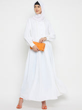 White Embroidery Abaya Burqa with Black Hijab